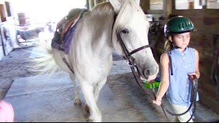 First Horseback Riding Lesson at a New Stable  Crazy8Family [upl. by Sugar]