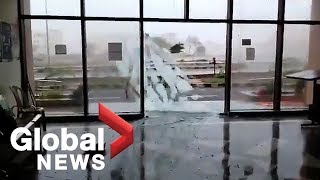 Cyclone Fani Powerful storm shatters windows as it lashes Indias east coast [upl. by Cutcliffe390]