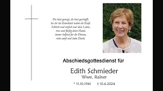 Abschiedsgottesdienst für Edith Schmieder WweRainer [upl. by Debbi96]