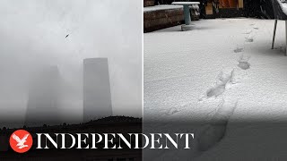 Heavy snow blankets New York City as winter storm warning issued [upl. by Dugaid412]