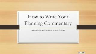 How to Write the Planning Commentary [upl. by Aved15]