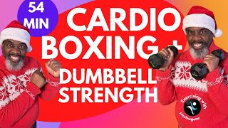 PreChristmas Cardio Boxing amp Dumbbell Strength Workout 54 Minutes  Festive Fitness Challenge [upl. by Ettezus]