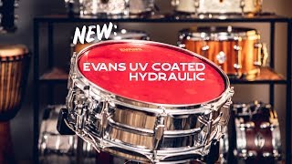 Product Spotlight NEW Evans UV Coated Red Hydraulic Snare Drum Head [upl. by Airtal]