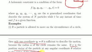 Lecture 12 Classical Mechanics Holonomic and Nonholonomic Constraints [upl. by Assirahs]