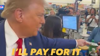 Trump Visits Supermarket Starts Paying For Groceries [upl. by Ociram397]