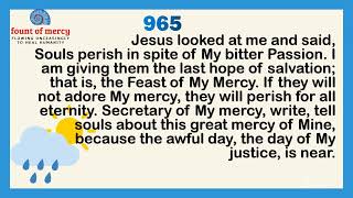 Faustina Daily Diary 965 Saved But Why Perish [upl. by Mathe]