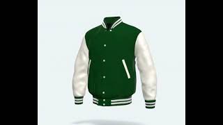 Letterman Jacket Kelly Green Wool Body White Leather Sleeves Varsity Jacket [upl. by Uy3]