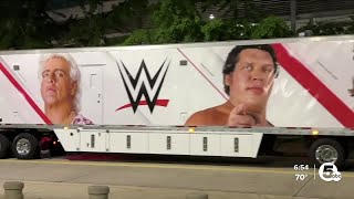 WWE trucks arrive at Browns Stadium [upl. by Crofoot]