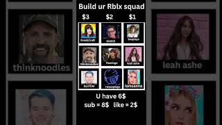 Build ur RBLX squad roblox gaming KreekCraft beaplays sketch flamingo danTDM thinknoodles [upl. by Derfla]