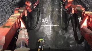 Underground mine jumbo drilling faceheading with Sandvik DD422i timelapse [upl. by Marcell]