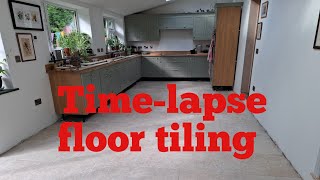 Tiling a 50m square kitchen floor timelapse [upl. by Kwok]