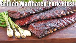 BBQ Spare Ribs On A Wood Fired Grill  Sunterra Pro Series Santa Maria Grill [upl. by Selry]