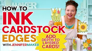 How to Ink Cardstock Edges  Add Depth to Layered Cards [upl. by Ennis]