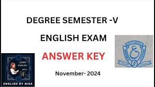 Degree Semester V new syllabus English Question Paper Key November 2024 Osmania University [upl. by Mccafferty]