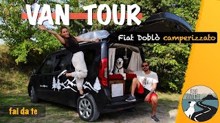 VAN TOUR  Fiat Doblò camperizzato fai da te  con bagno doccia frigo e pannello solare [upl. by Ollehto]