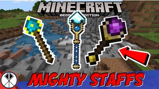 Minecraft MIGHTY STAFFS Addon MCPEXboxBedrock [upl. by Akimad]