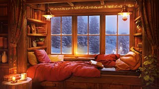 Winter Nook  Blizzard and Snowstorm Sounds with Howling Wind amp Fireplace for Sleeping amp Relaxing [upl. by Doowron]