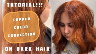 TUTORIAL  Copper Color Correction on DARK HAIR [upl. by Notsrik497]