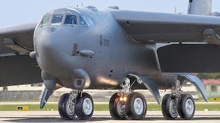 US Massive B52 Pulls Off Spectacular Crab Landing on Runway [upl. by Euqimod]