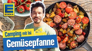 Gemüsepfanne mit Salsiccia  Camping Pfanne zum selber machen  Camping mit Isi [upl. by Essilec]