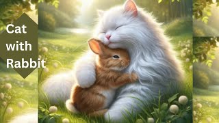 Cute cat with RabbitRabbit and cat funny videosCat and bunny cat cats catvideos animals [upl. by Ebony]