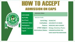 How to Accept Admission on JAMB CAPS  How to Check JAMB CAPS Status [upl. by Amoakuh801]