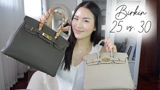 HERMES BIRKIN 25 VS 30 COMPARISON REVIEW [upl. by Haleemak]