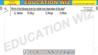 Which of the following gives the middle most observation of the data A Median B Mean C Range [upl. by Queri]