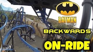 Batman The Ride Backwards Onride Front Seat HD POV Six Flags Magic Mountain [upl. by Salohci]