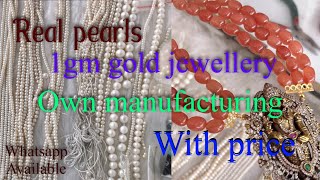 Budget friendly real pearls1gm gold jewellery manufacturers with price [upl. by Jarus]