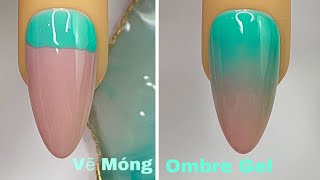 Green amp Nude Ombre Gel Nails Art For Beginner 💖Vẽ Ombre Gel 💅New Nails Design 💝 New Nails [upl. by Oakley466]