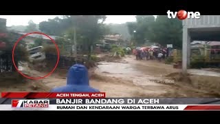 NGERI Banjir Bandang di Aceh Seret Rumah dan Kendaraan  tvOne [upl. by Etteniotna674]