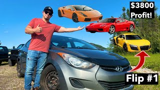 Flipping cars until I can afford a SUPERCAR How I made 3800 flipping a 400 Hyundai Elantra [upl. by Okoyk966]