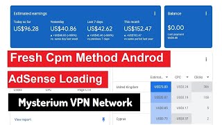 Cpm New Method Mysterium VPN Network AdSense Loading Methood Mobile [upl. by Nanon]