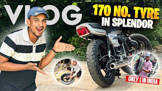 Splendor🏍️ मैं 170 number ka Tyre🛞 lagwa deya 😱 Only 1 in INDIA 🇮🇳 with 170 no tyre in Splendor 😍 [upl. by Ecnatsnok]