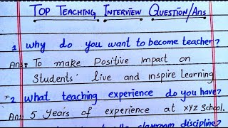 Teaching Interview Questions and Answers  Teacher Interview GARJAN Knowledge interview [upl. by Gibert]