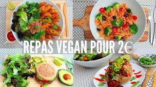 4 REPAS VEGAN  POUR PETIT BUDGET 2€ [upl. by Izaak]