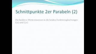 Quadratische Funktion Teil 5 Schnittpunkte zweier Parabeln  Punkt auf einer Parabel  Mathe [upl. by Anehs]