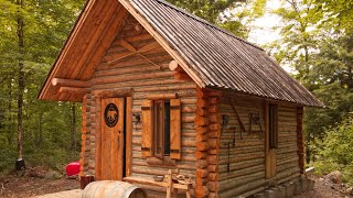 Log Cabin Building TIMELAPSE Built By ONE MAN Alone In The Forest [upl. by Eilasor]