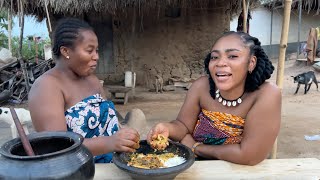 Cooking Taro\ Kontomire leaves Stew  HEALTHIEST African Village FOOD in Ghana [upl. by Farleigh]