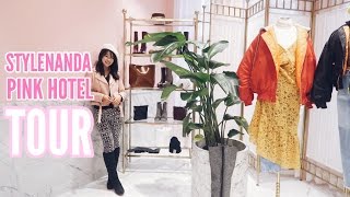 STYLENANDA PINK HOTEL TOUR in Myeongdong Korea  Travel Vlog  simplyshow [upl. by Nossah]