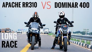 Apache RR310 VS Dominar 400  LONG RACE [upl. by Leoj]