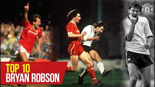 Top 10 Bryan Robson Goals  Barcelona Liverpool Arsenal amp More  Manchester United  ROBBO [upl. by Ycak]