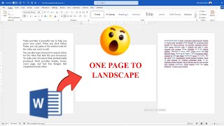 Change A Single Page To Landscape In Word  Only One Page Landscape in Word [upl. by Ynnaej677]