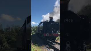 GWR mogul 9351 pulls GWR pannier 9466 out of watchet station the west Somerset railway [upl. by Eidob]