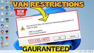 VAN Restrictions Valorant Secure boot failure Error Fix [upl. by Niarbo]