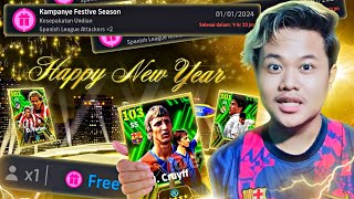 AWAL TAHUN LANGSUNG GACHA GRATIS 2 EPIC amp BAKAR KOIN DEMI CRUYFF 103 EFOOTBALL 2024 MOBILE [upl. by Nwahs625]