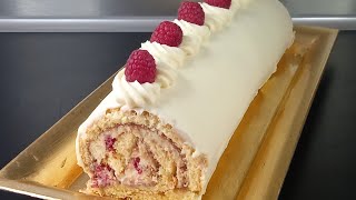 Recette bûche au chocolat blanc framboise [upl. by Lehplar]