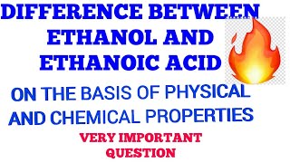 DIFFERENCE BETWEEN ETHANOL AND ETHANOIC ACID [upl. by Imij346]