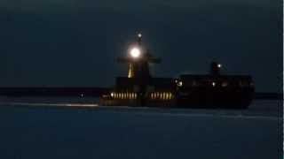 Pusher Tug MS Rautaruukki and barge in ice [upl. by Halfon]